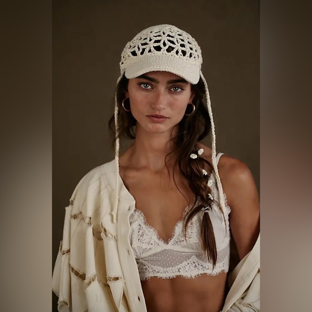 New FREE PEOPLE Silvie Crochet Baseball Cap